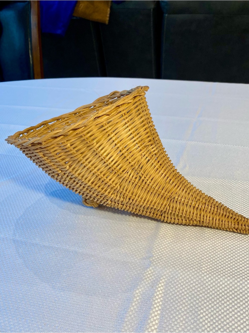 Woven Cornucopia Basket - Natural Brown Fall Thanksgiving Decor